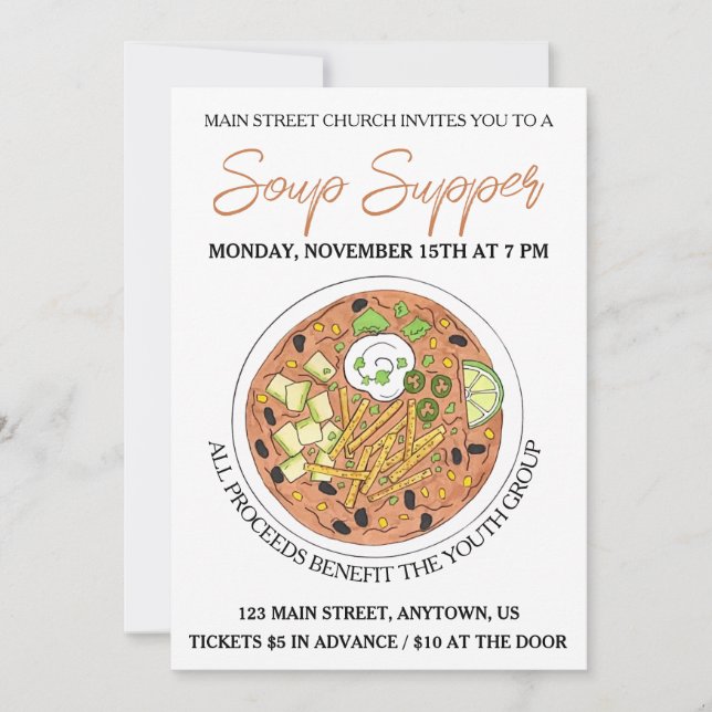 Convites Comida de jantar da Tortilla Soup Cookoff (Frente)