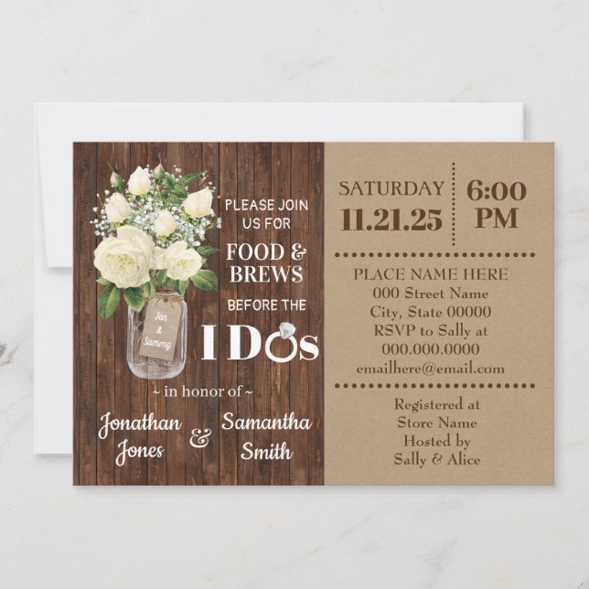 Convites Comida e cerveja antes que eu faça chá de casament (Frente)