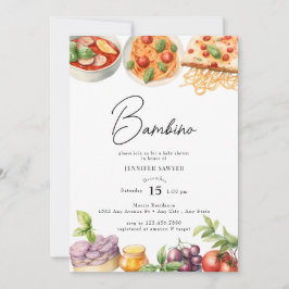 Convites Comida italiana | Chá de fraldas de aquarelas