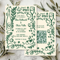 Comida Italiana Isso É Amor QR Festa de Casamento
