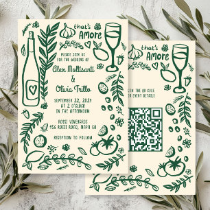 Convites Comida Italiana Isso É Amor QR Festa de Casamento