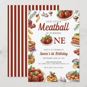 Convites Comida italiana   Primeiro aniversario de Aquarela