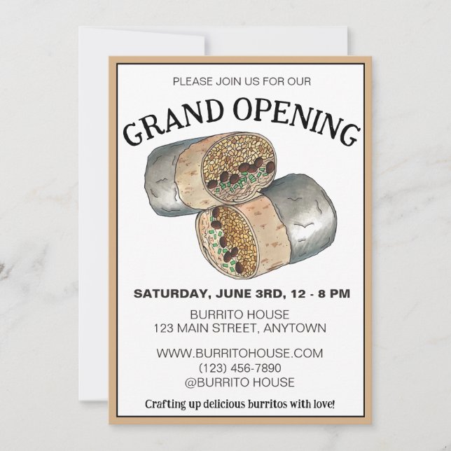 Convites Comida Mexicana da Missão Burrito da Califórnia (Frente)