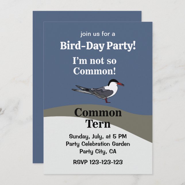 Convites Common Tern Seabird Funny Birthday Party (Frente/Verso)