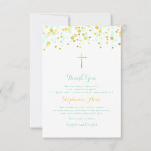 Convites Communion Mint e Dourado Confetti