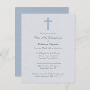 Convites Communion Pastel Blue Cross