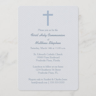 Convites Communion Pastel Blue Cross