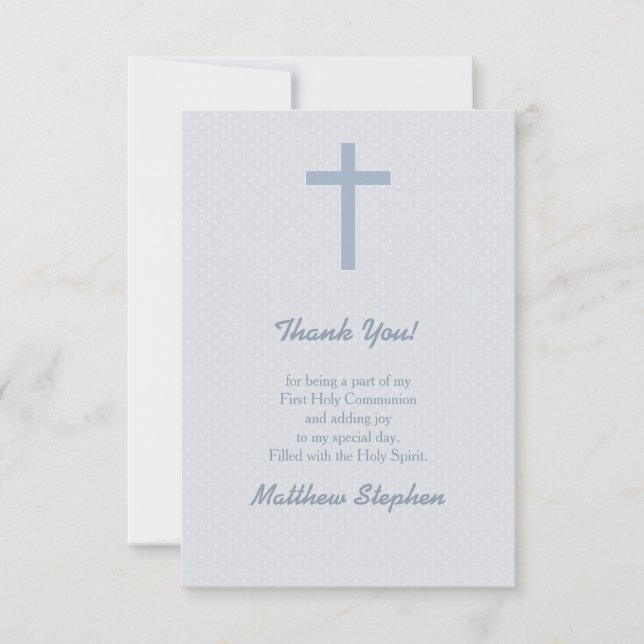 Convites Communion Pastel Blue Cross (Frente)