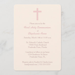Convites Communion Pastel Pink Cross