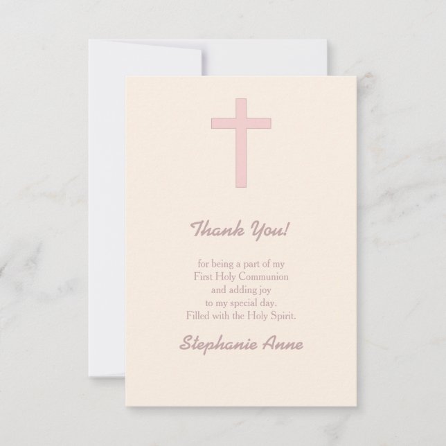 Convites Communion Pastel Pink Cross (Frente)