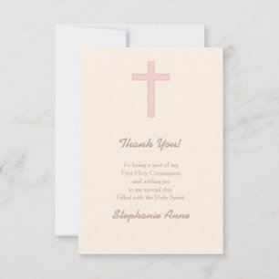 Convites Communion Pastel Pink Cross