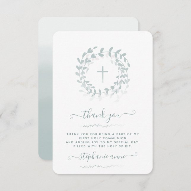 Convites Communion Sage Wreath e Cross (Frente/Verso)