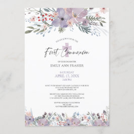 Convites Communion Watercolor Floral Floral Floras Roxo