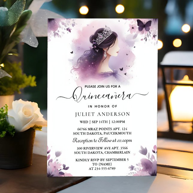Convites Como Dourada Real Tiara Lilac Light Purple Quincea (Criador carregado)