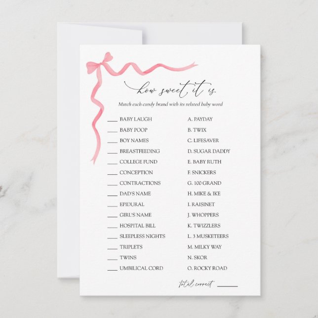 Convites Como É Doce O Jogo Do Chá de fraldas De Doces (Frente)