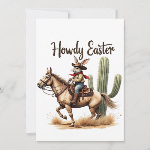 Convites Como está Coelho de Páscoa Montado a Cavalo Cowboy