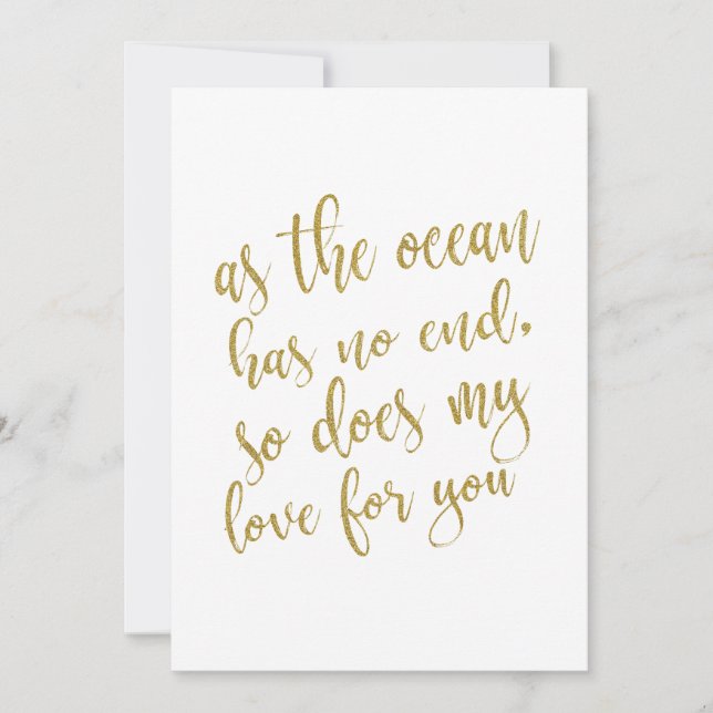 Convites Como o oceano não tem fim placa de casamento acess (Frente)