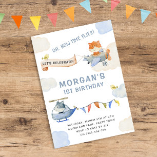 Convites Como o tempo voa o plano de aquarela primeiro aniv