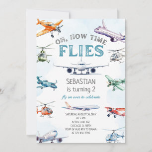 Convites Como o Tempo Voaa Avião Aniversário