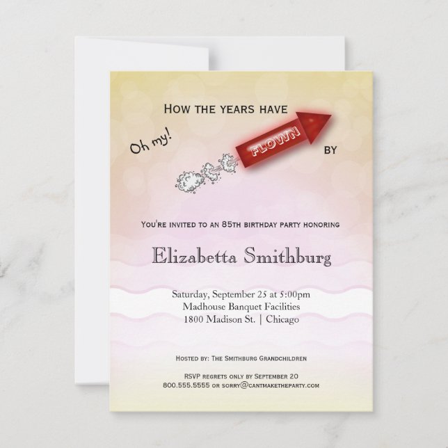 Convites Como os anos voaram perto - aniversário do marco (Frente)