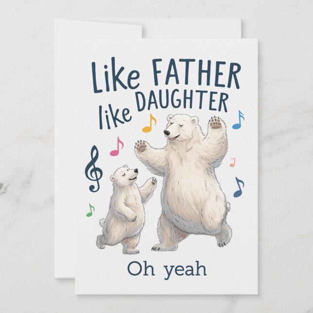 Convites Como Pai Como Filha Pai Divertido Urso Polar (Frente)