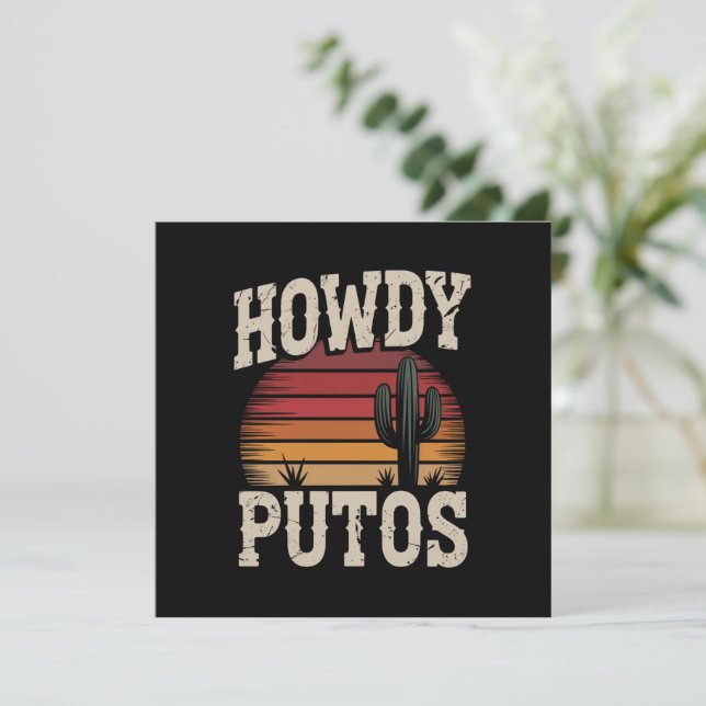 Convites Como vai Putos Cacto Engraçado Retro Vintage (Em pé/Frente)