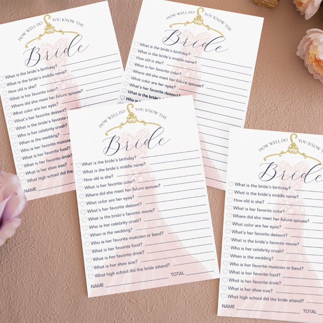 Convites Como você sabe o jogo de vestidos de noiva? (How Well Do You Know the Bride Wedding Dress Game Invitation)
