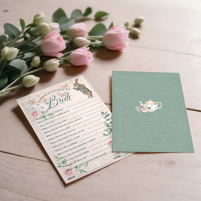 Convites Como você sabe o jogo do Chá de panela da Noiva? (How Well Do You Know the Bride Bridal Shower Game Invitation)