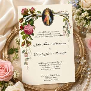 Convites Compaixão Divino de Casamento de Marfim Elegante C