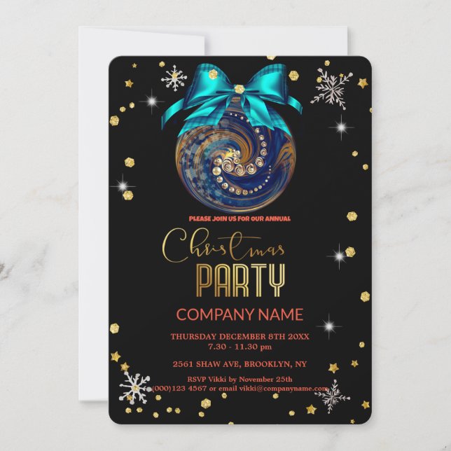 Convites Companhia de diamantes em flocos de neve de Natal (Frente)