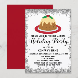 Convites Companhia de Pudim de Natal Festa de Férias Vermel