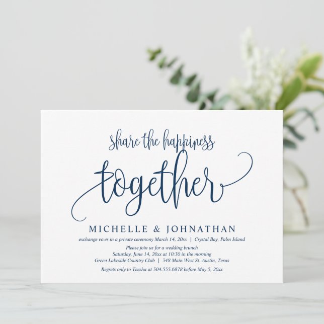 Convites Compartilhe a felicidade juntos, Casamento Fuga I (Em pé/Frente)