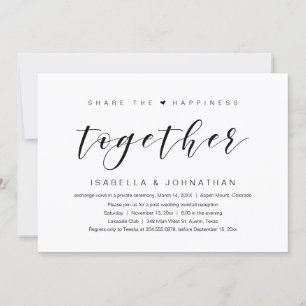 Convites Compartilhe a felicidade juntos, Casamento Intimo