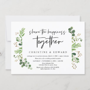 Convites Compartilhe a felicidade juntos, Casamento Intimo