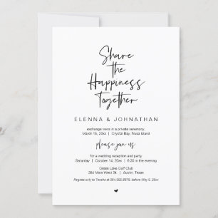 Convites Compartilhe a felicidade, Preto, Casamento às Escu
