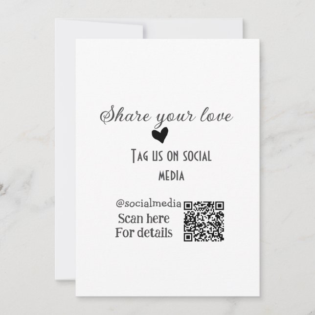 Convites Compartilhe o código QR da verificação de amor e a (Frente)
