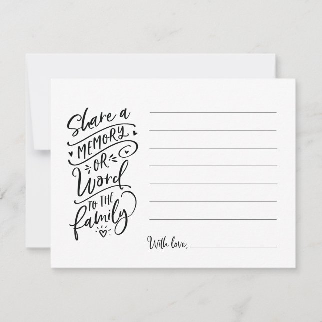 Convites Compartilhe uma memória ou uma palavra para o cart (Frente)