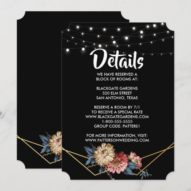 Convites Compartimento das luzes de corda da Magnolia Russa (Frente/Verso)