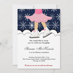 Convites Competição De Ice Skating (Azul Escuro)