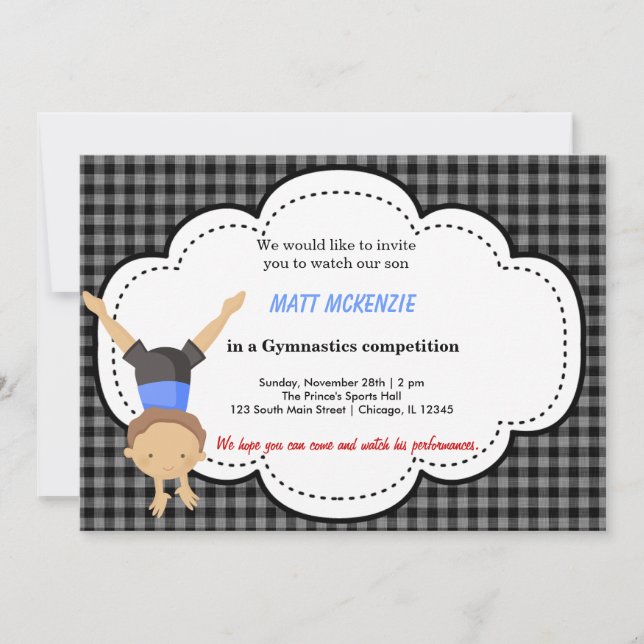 Convites Competição Gymnastics Boy (Frente)