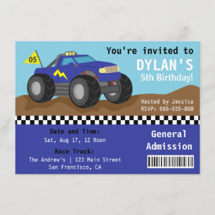Convites Competindo o partido do monster truck, bilhete