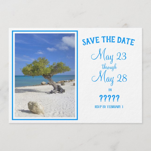 Convites Completely Editable Save the Date Aruba Divi Tree (Frente)