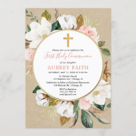 Convites Composição de menina floral branca rosa com queda 