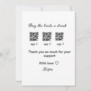 Convites comprar bebida para a noiva ler código QR obrigado