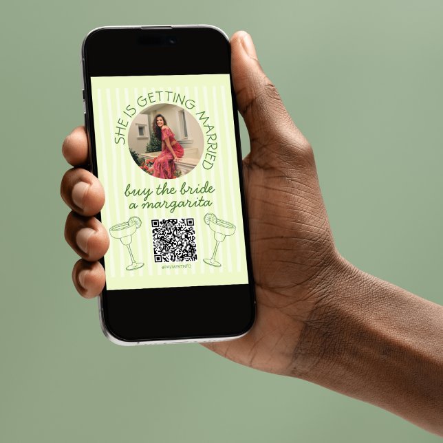 Convites Comprar da noiva uma placa de código Qr da noiva M (Buy the Bride a Margarita Photo Bride Qr Code Card)