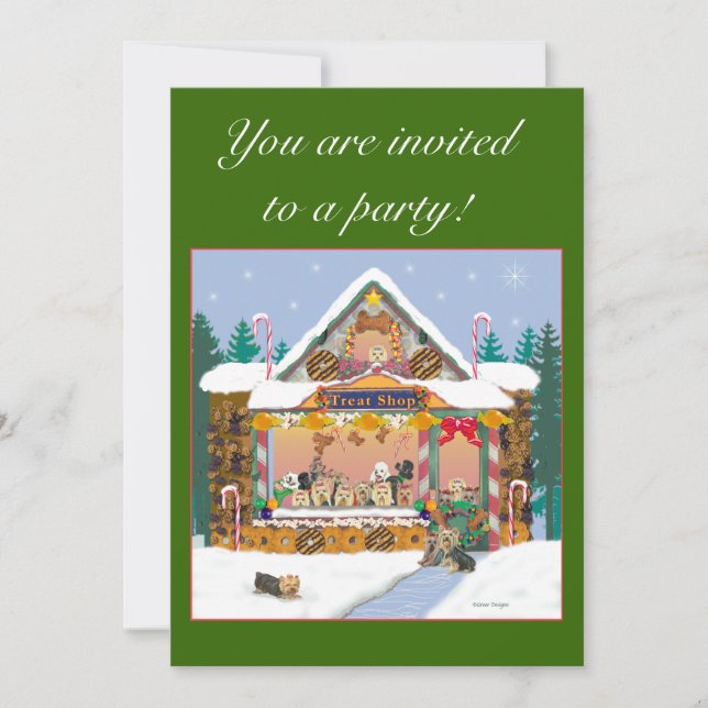 Convites Compro de Terrier Christmas Treat Convida Yorkshir (Frente)