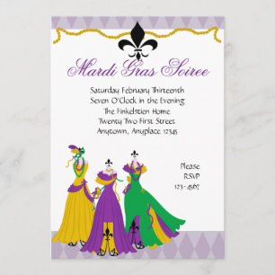 Convites Compro de vestidos de Mardi Gras