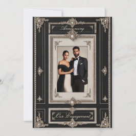 Convites Compromisso de Gravata Preta Elegante Foto em Pret