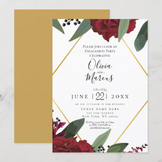Convites COMPROMISSO | Floral Marsala Burgundy Rico e Elega