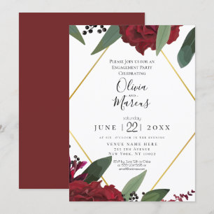 Convites COMPROMISSO Floral Marsala Burgundy Rico e Elega